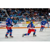 Kitchener Rangers center Haeden Ellis celebrates his goal