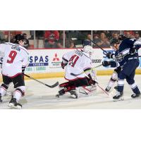 Adirondack Thunder goaltender David Fessenden and defenseman Ty Gibson