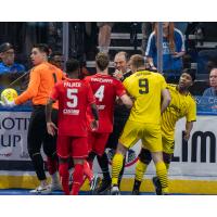 Milwaukee Wave tussle with the Kansas City Comets